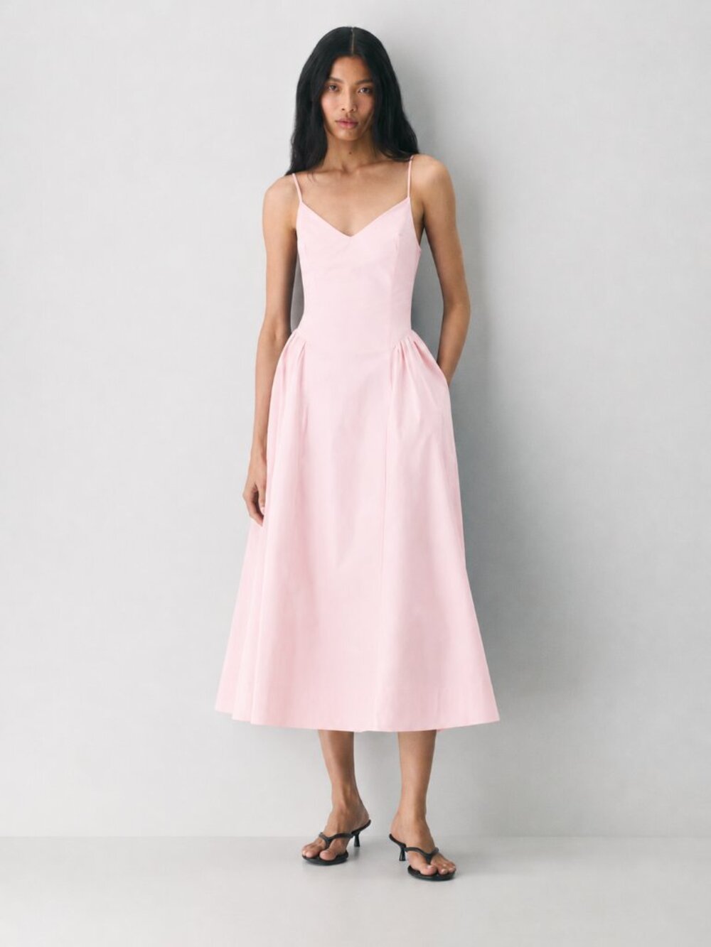 Aritzia Wilfred Light Pink Technique Cami Dress Cotton Poplin Maxi Dress 2 NWT